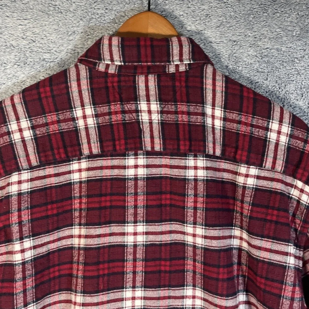 Tommy Hilfiger Men's XL Regular Fit Long Sleeve Flannel Shirt Red White Plaid‎